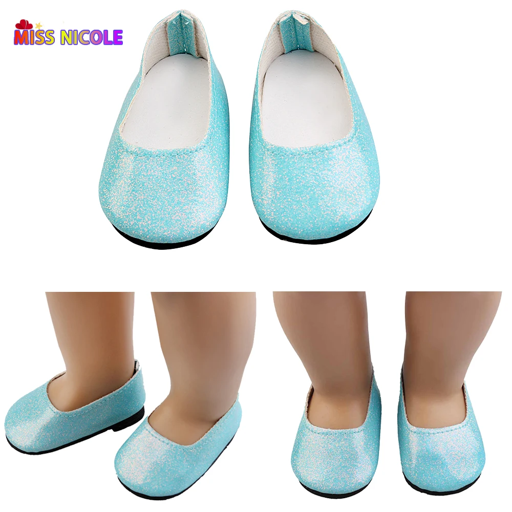 Новая индивидуализированная синяя блестящая обувь-лодочка для 43 см кукол