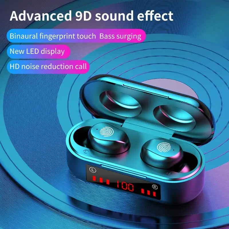 Беспроводные наушники TWS с Bluetooth 5 0 зарядная коробка 9D спортивная