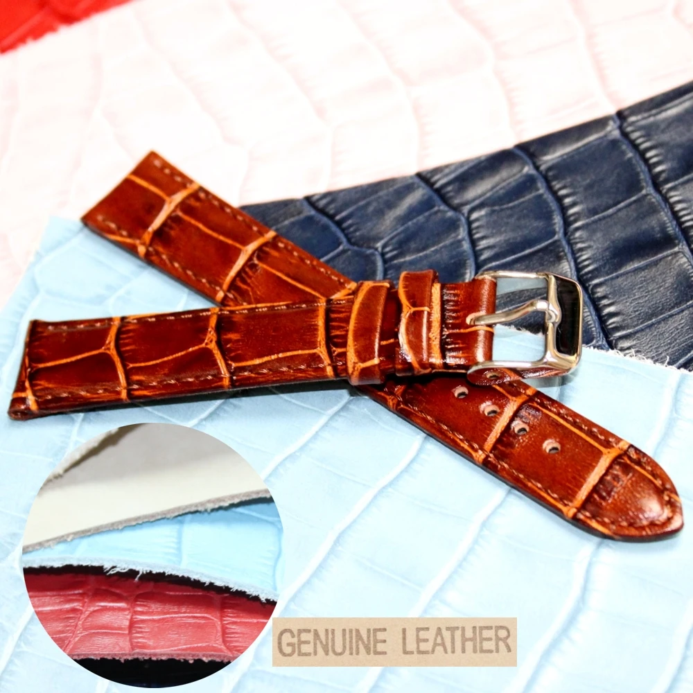 Ремешок из натуральной коровьей кожи для наручных часов черный кожаный браслет