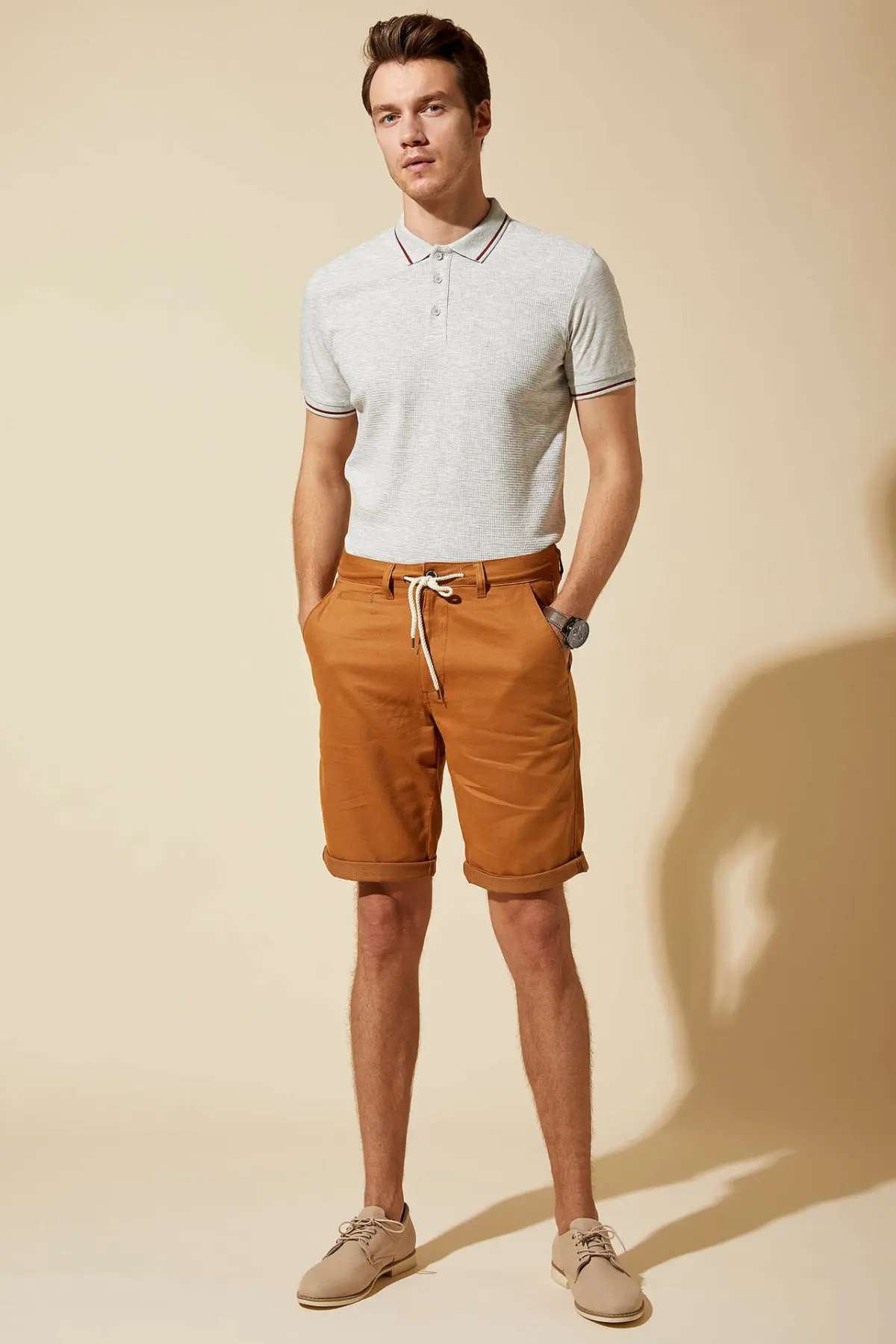 Мужские летние шорты DeFacto повседневные свободные бермуды со шнуровкой на