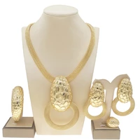 Yulaili Wholesale Sales 18K Italian Gold Bridal Jewelry Set Collar Necklace Design Earrings Bridesmaid Woman Jewellery Sets