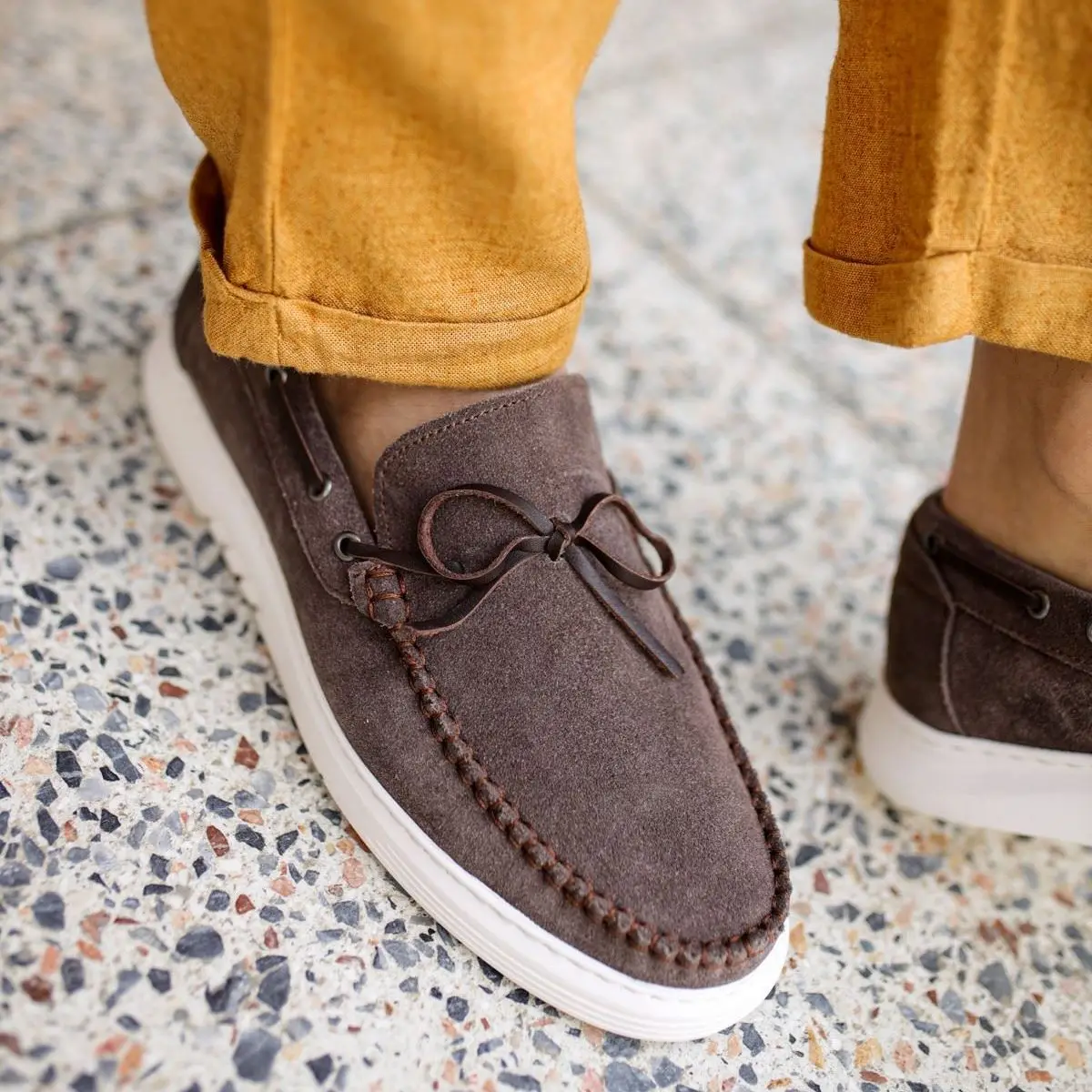 

Walk Drive Multicolor Real Leather Suede Comfortable flat Shoes for Men Round Toe metal lock Decoration Causal Shoes Women