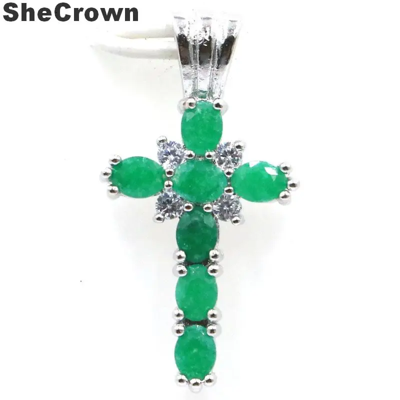 27x14 мм шеклоун крест настоящий зеленый изумруд родолит гранат Париж голубой