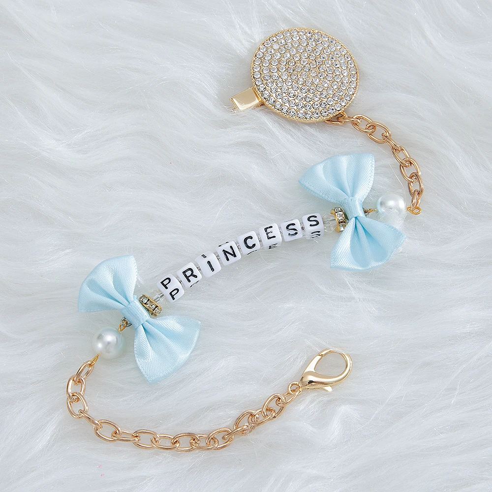 Миокар любое имя украшение Стразы бант розовая брикет держатель для соски и