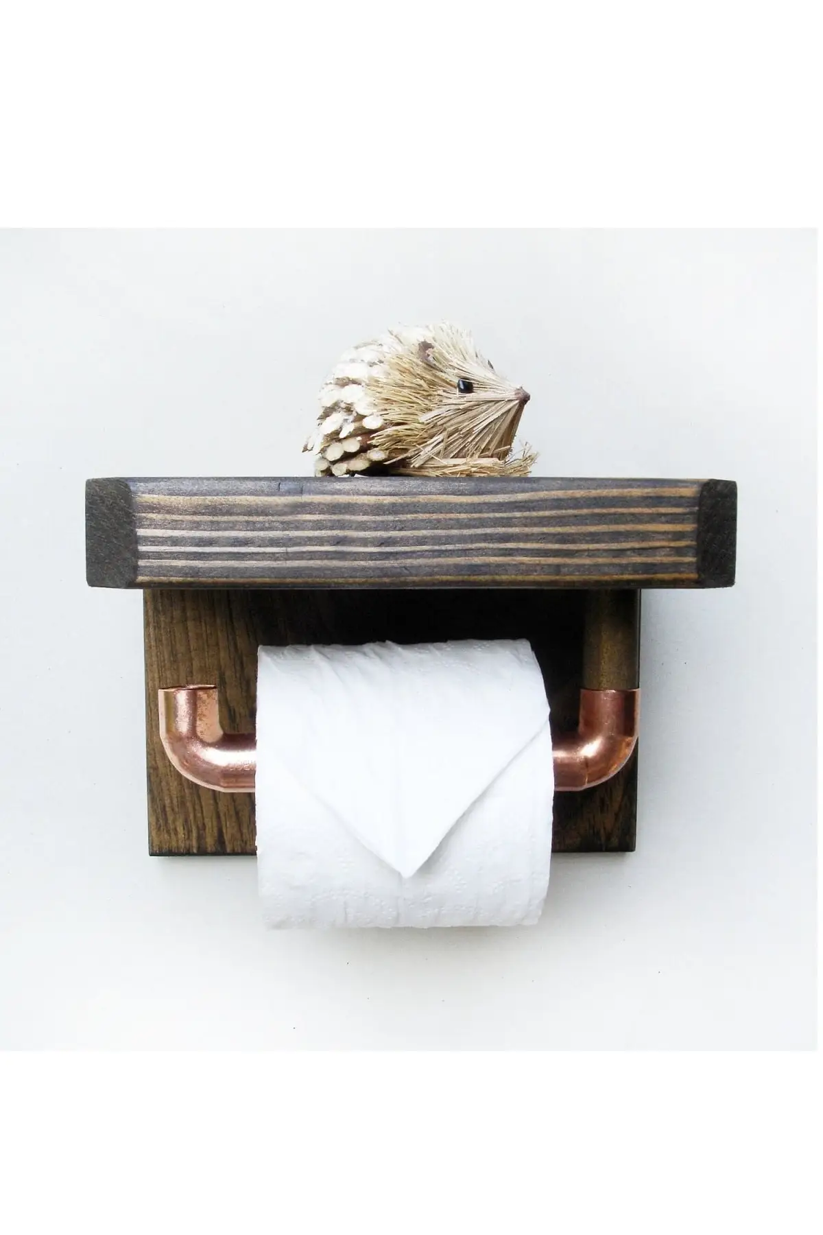 

Vintage Craft Urban Industrial Wall Mounted Wood Storage Rack Iron Pipe Roll Paper Towel Holder Roll Restaurant Toilet