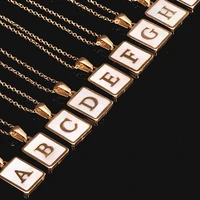 2021 new trend golden chain necklaces unisex square initial letters pendant stainless steel jewelry for women gifts bijoux femme