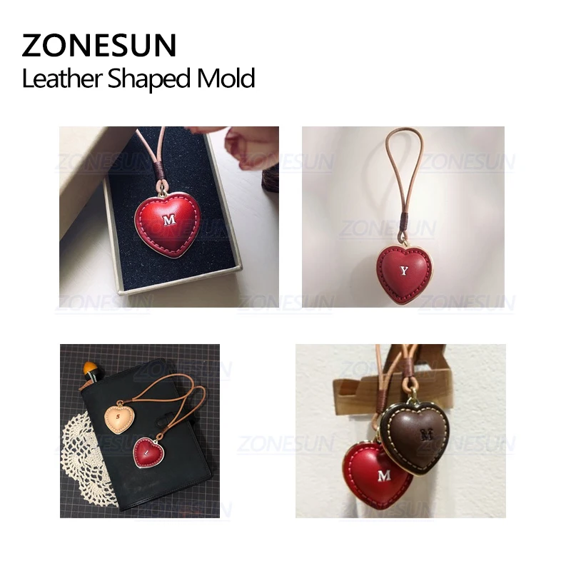 ZONESUN стеклянный брелок для ключей Кожа сердцевидная форма ремесленные инструменты литья кожа пробивая высечки кожевенное ремесло наборы инструментов