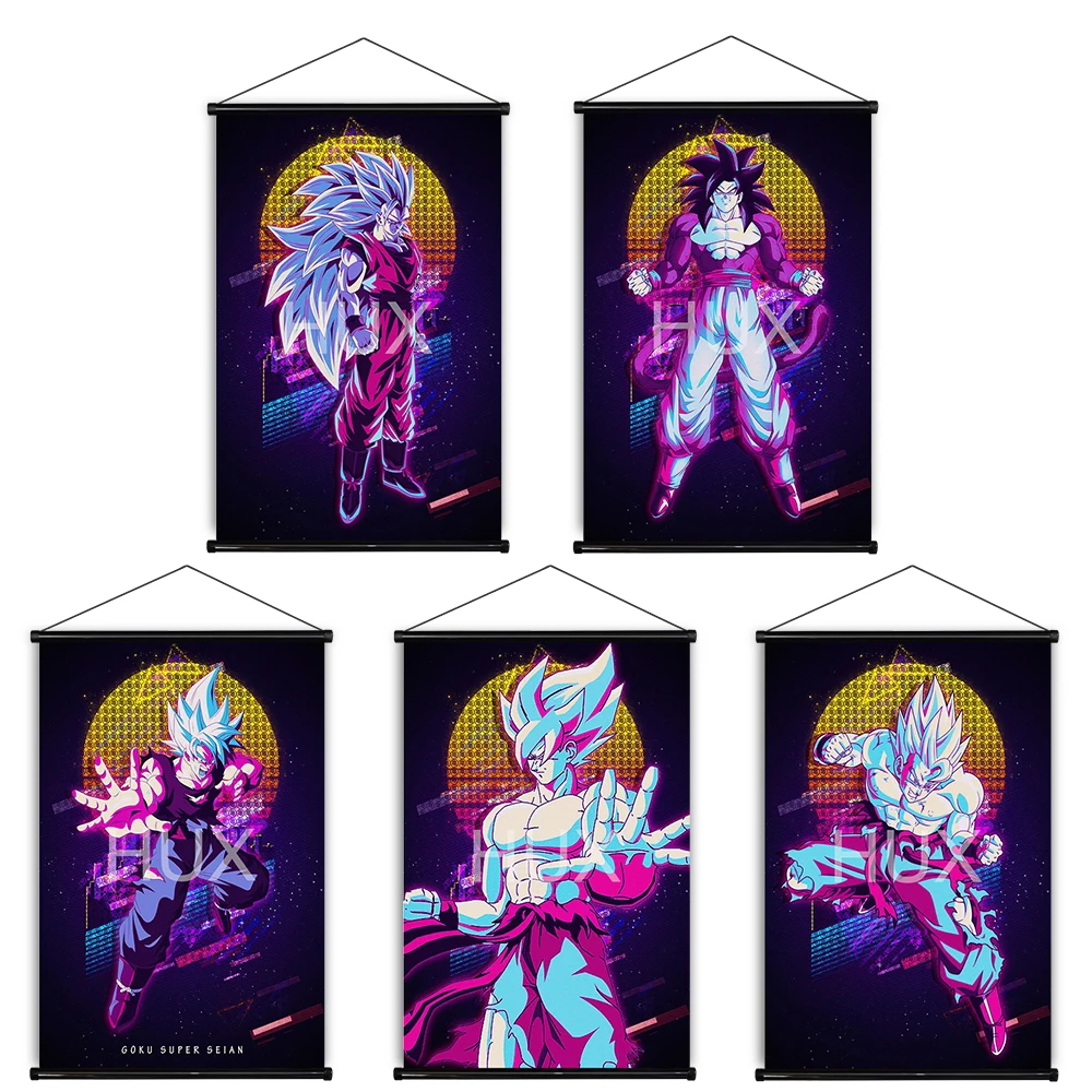 

Dragon Ball Z Anime Figure Goku Vegeta Cyberpunk Style Creative Posters Room Decor HD Scroll Pictures Prints Dormitory Wall Art