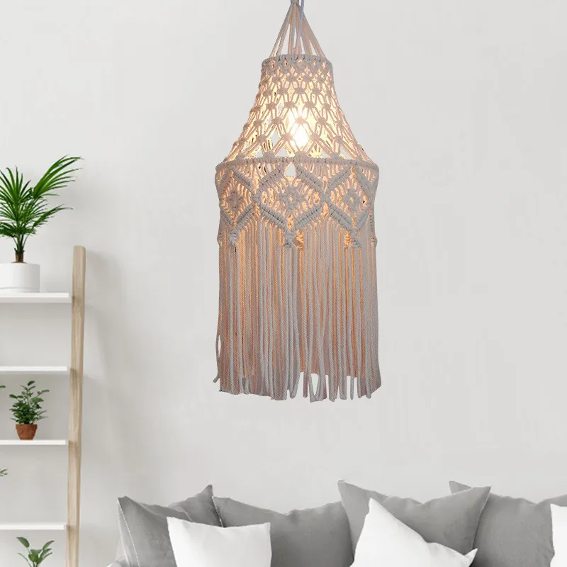 

Nordic 2021 new country style woven cotton LED chandelier living room home decoration ceiling Pendant light