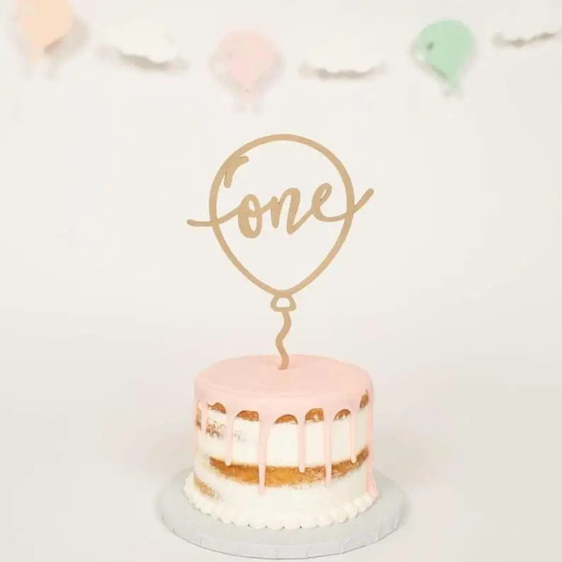 Топпер для торта с воздушными шарами топпер на первый день рождения именем