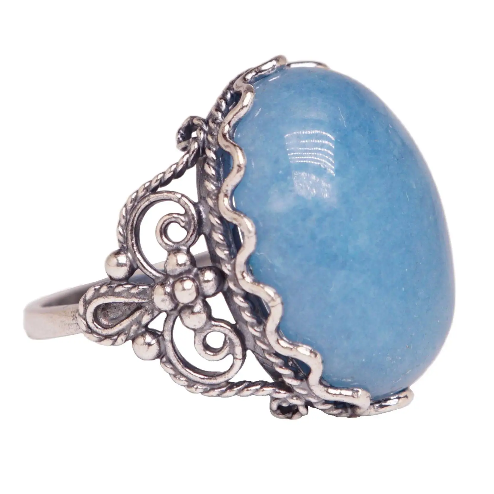 Кольцо &quotКрасимира&quot посеребрение аквамарин натуральный голубой камень