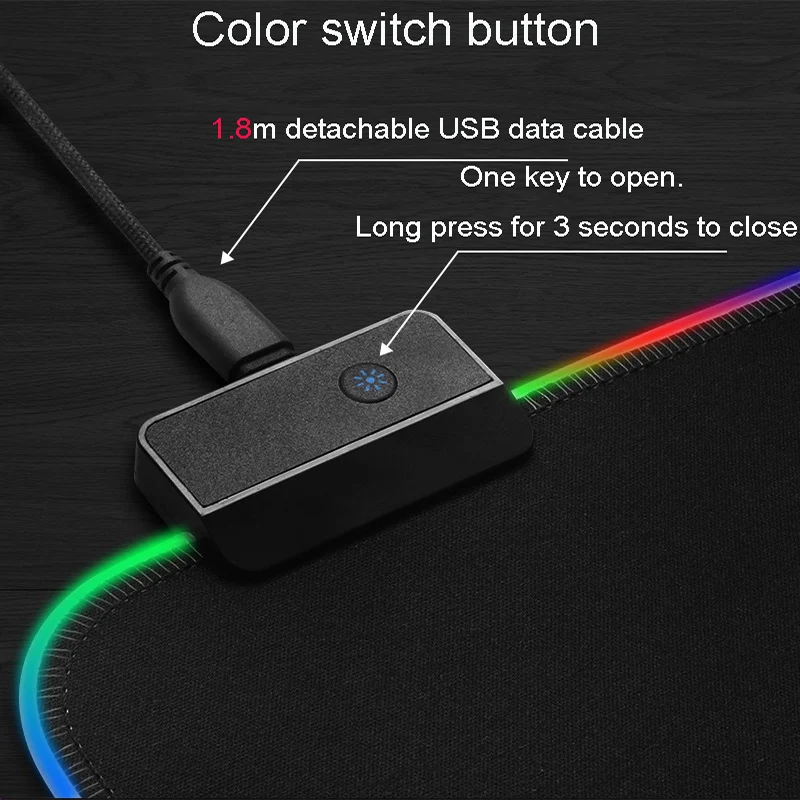 Цветная (RGB игровая Мышь Pad Beexcellent 14 режима света мягкий коврик анти-скольжения