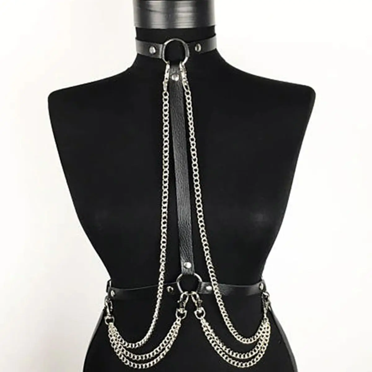 

Chain Detailed Slim Slim Corset Harness, Fetish Wear, Black Leather Bondage Gear, Sexual Bust Harness - PNT5