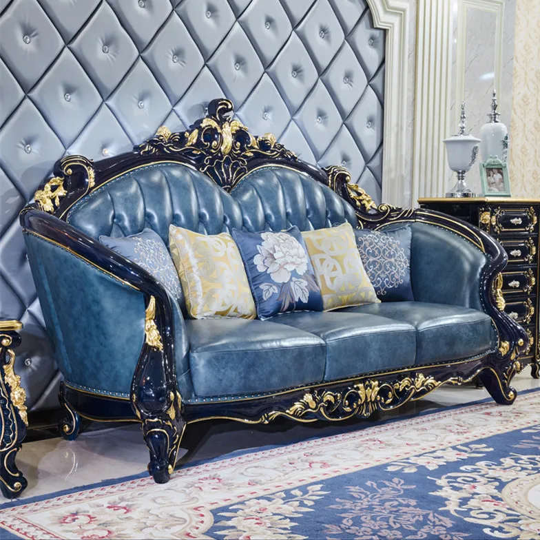 Темно синий кожаный диван для лобби гостиницы гостиной на 6 мест|room furniture|furniture sofa