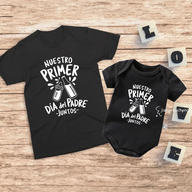 

Father's Day Family Matching Shirts Our First Fathers Day Together T-Shirts Dad and Daughter Son Macthing Outfits Baby Rompers