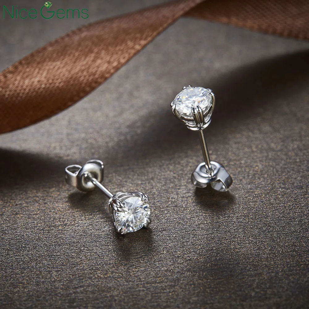 Серьги-гвоздики женские из белого золота 14 к 585 пробы | Украшения и аксессуары