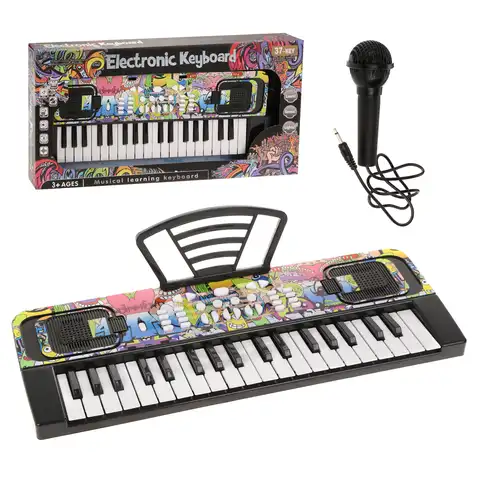 Игрушечный музыкальный инструмент Наша игрушка, "Синтезатор", 37 клавиш, свет, звук