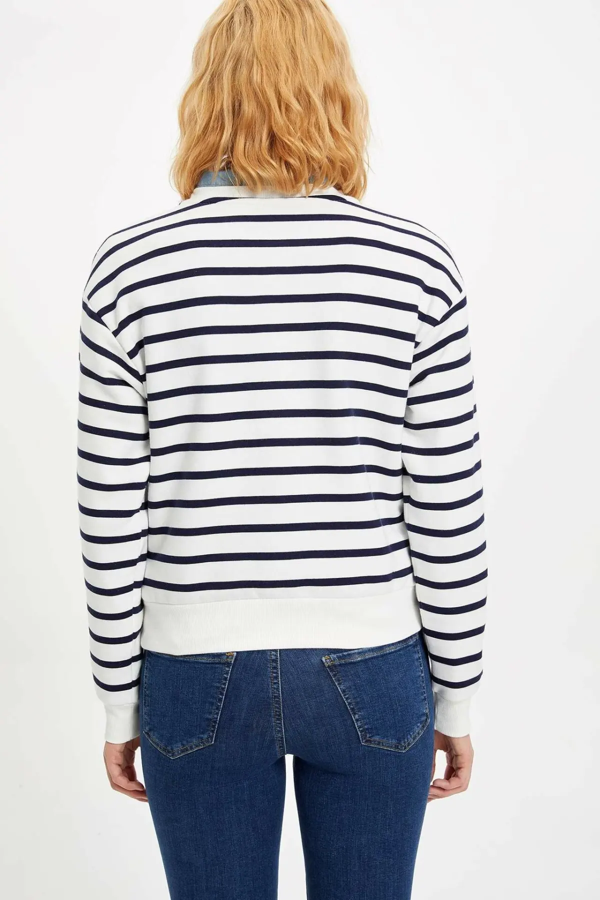 DeFacto женские полосатые пуловеры с круглым вырезом модные повседневные свободные