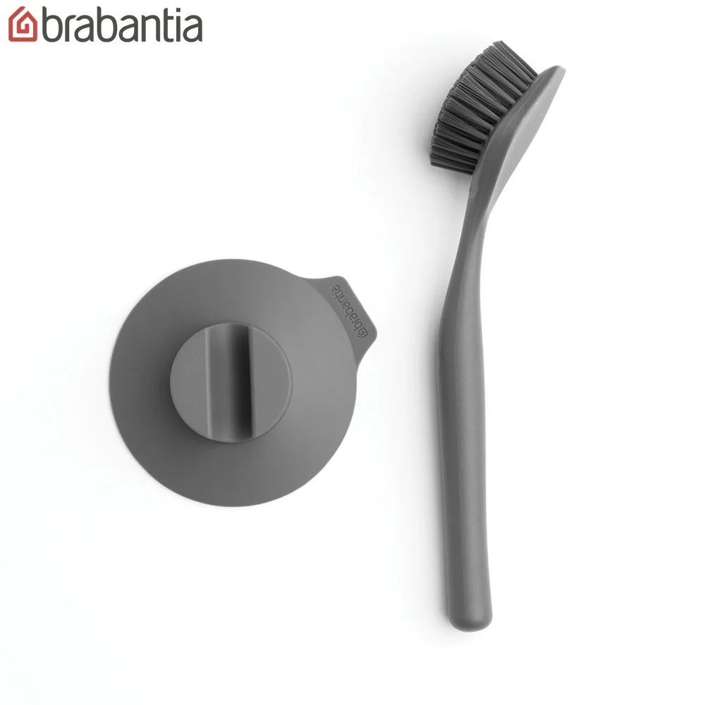 Щетка для мытья посуды Brabantia &quotSink Side&quot с держателем на присоске темно-серая 117589 |
