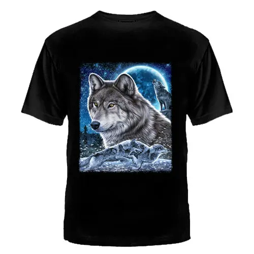 ФУТБОЛКА &quotВОЛК СИЯНИЕ II&quotфутболка качество шелкография хлопок сочные краски