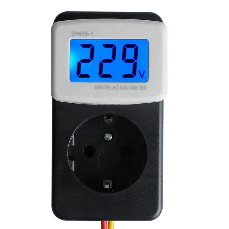DM55 1 цифровой вольтметр в розетку ~110*300В 2% 62*57*42мм|Измерители напряжения| |