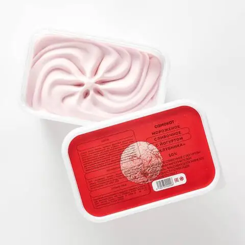 Мороженое Самокат сливочное с йогуртом со вкусом клубники 10% 270 г - купить по