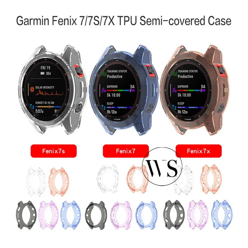 

Watch Case For Garmin Fenix 7 7S 7X Smart Watch Protective Case TPU Soft Rubber Shell for Fenix 7 Semi-covered Case