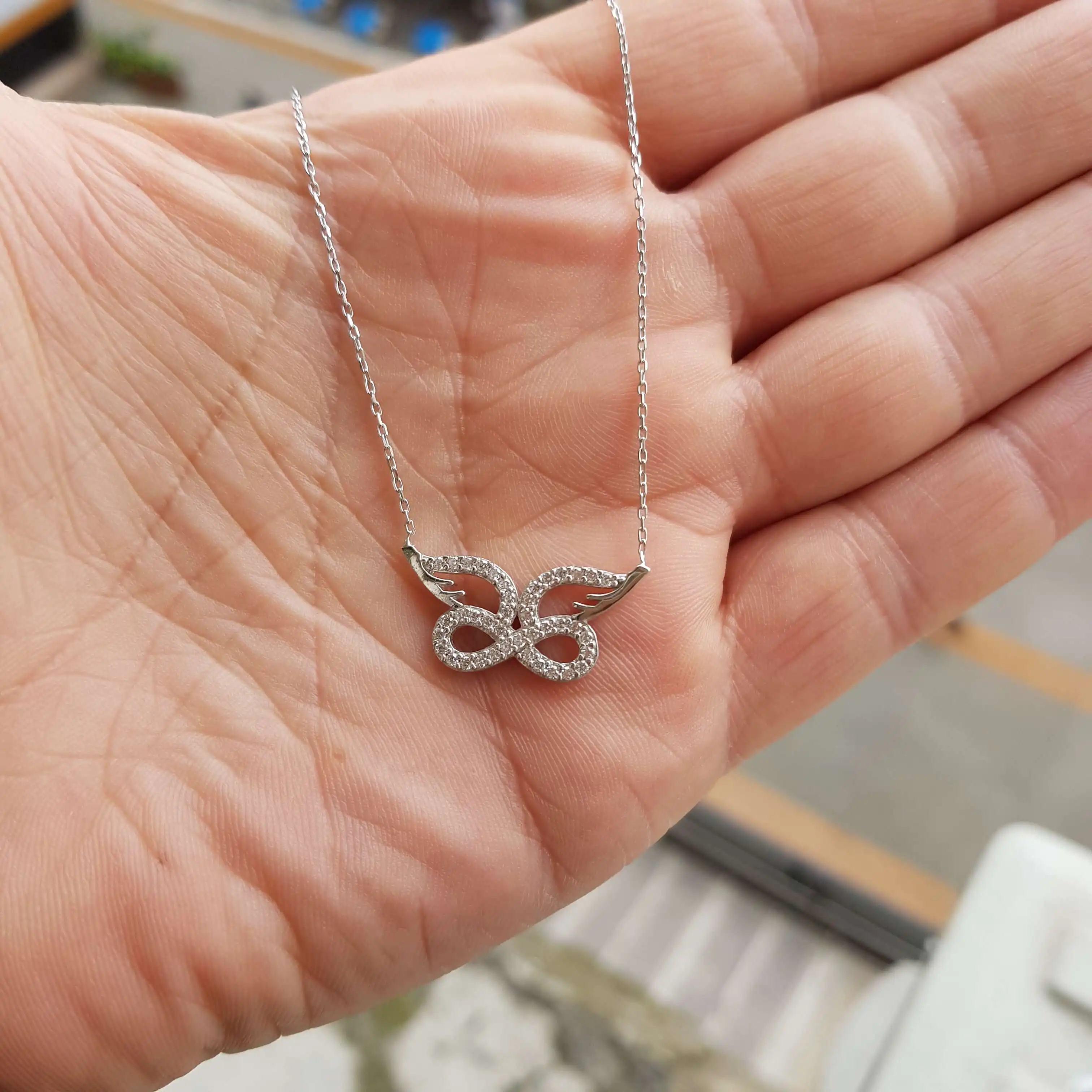 Collier ailes d'ange en argent Sterling 925 pour femmes, pendentif en pierre de Zircon Infinity, cadeau d'anniversaire, chaîne élégante et Cool de luxe