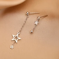minimalist star moon asymmetric stud earrings 2022 new fashion tassel chain zircon pendant earrings for women casual jewelry
