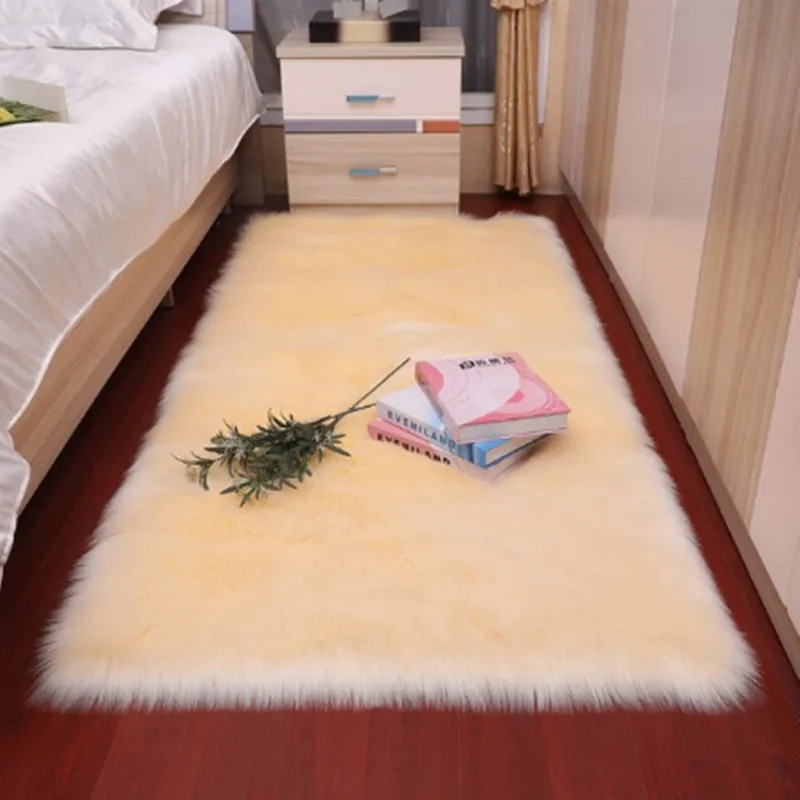 Большой Длинный Шерстяной Ворс ковер из овчины роскошный натуральной с овчиной