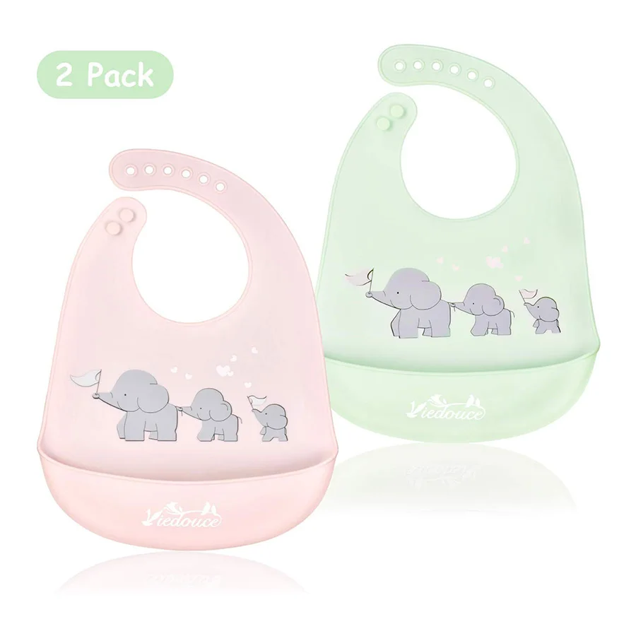 Viedouce 2PCS baby bibs waterproof silicone bib boy girl bowl silicon feeding | Детская одежда и обувь