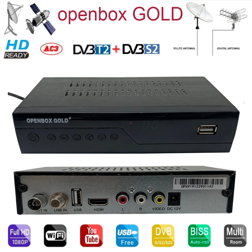 

openbox GOLD DVB S2 T2MI Combo DVB-S2 Satellite Receptor Support T2MI H.264 Power Vu CS Biss VU PVR USB WiFi MT7601 main 10bit