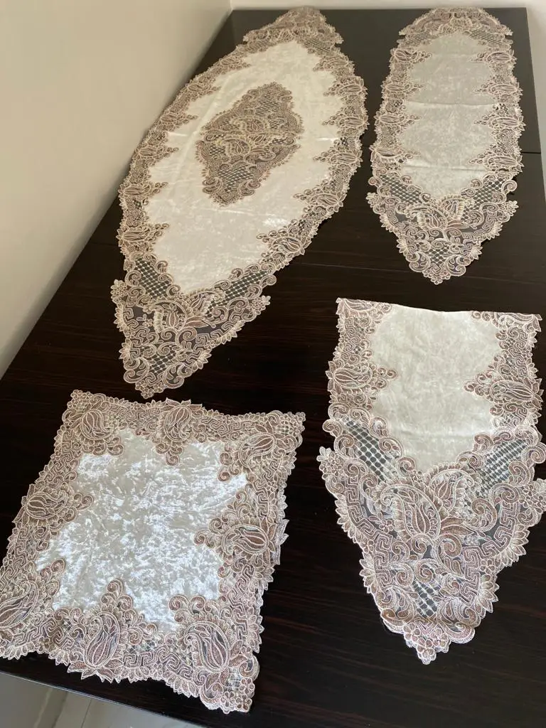 

5 Parça Fransız Dantelli Kadife салон Takımı