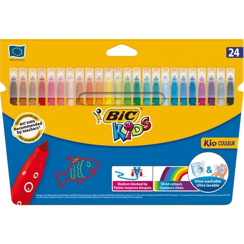Bic Kids Couleur (ультра моющаяся) 24 цвета тонкая подкладка двойной наконечник ручка для