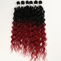 afro kinky curly hair bundle synthetic hair extension ombre red wine24 28 inch 6pcs heat resistant for black women classic plus