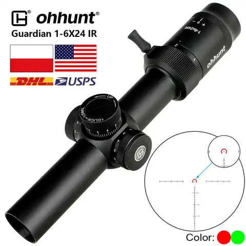 Ohhunt Guardian 1-6x24 ИК охотничий оптический компактный прицел стеклянная гравированная сетка с красной подсветкой прицел для стрельбы