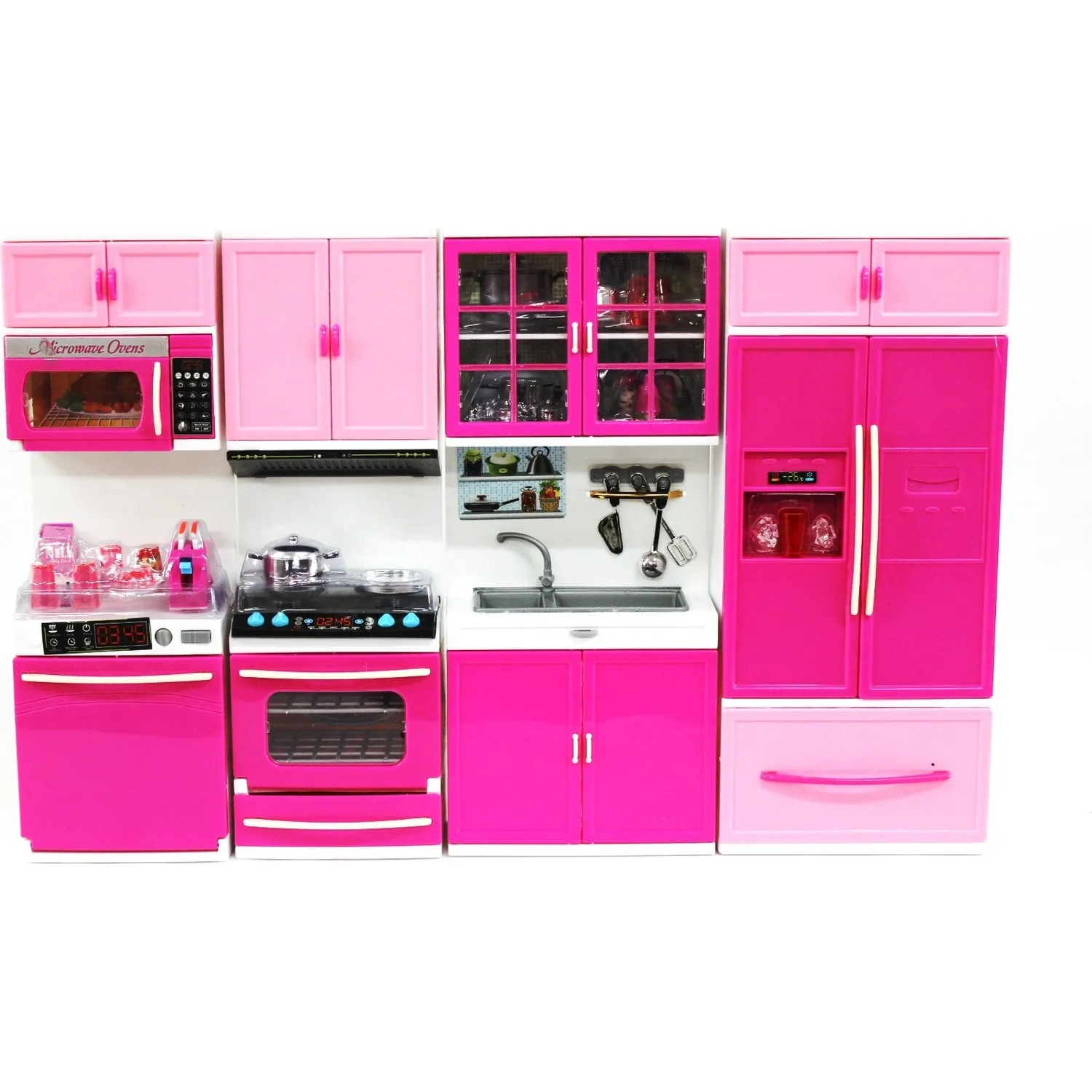 kitchen toys girl gift child playset 4 in 1 set montessori kids doll house cooking cabinet hello kitty barbie home accessories free global shipping