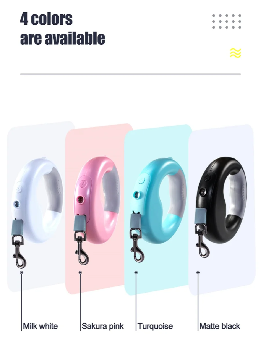 Поводок - рулетка для домашних животных собак со светодиодным фонарем RAMMAX Hands Free 3