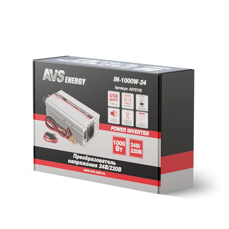 Инвертор автомобильный (адаптер) 24/220V &quot1000W &quot AVS IN-1000W-24 | Автомобили и мотоциклы