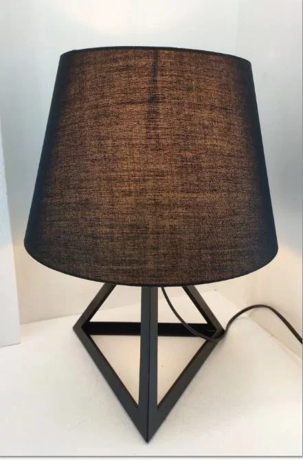 

Triangle Metal Cage Flip Black Head Lampshade Table Lamp 390525944