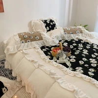 vintage bedding set bed linen cotton duvet cover 220x240 bedsheet set queen king size floral print warm bedspread on the bed