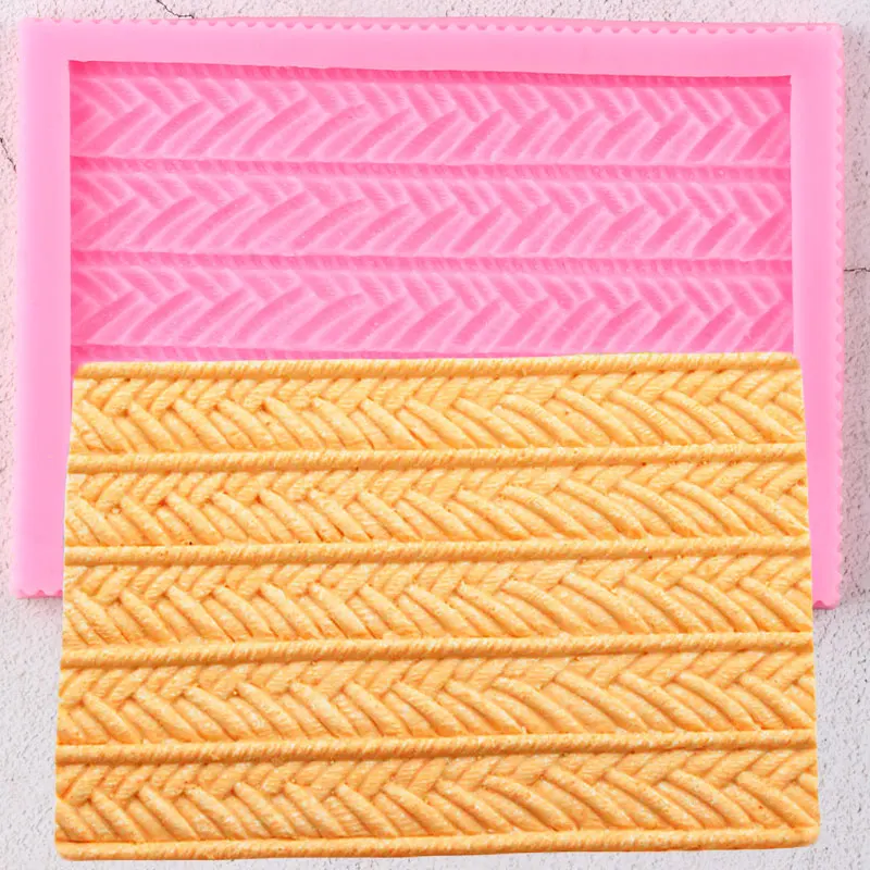 

Sweater Fabric Knitting Texture Biscuits Embossed Pad Decorating Lace Silicone Molds Fondant Cake Decorating Tools Resin Moulds
