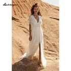 Шифоновое свадебное платье в стиле бохо, с V-образным вырезом, рукавом до локтя