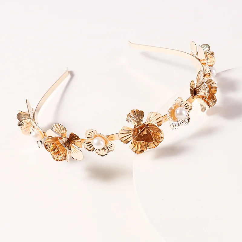 

Retro style hair ornaments, pearls, flowers, leaves, hair bands, alloy Mori women's headbands, hair accessories
