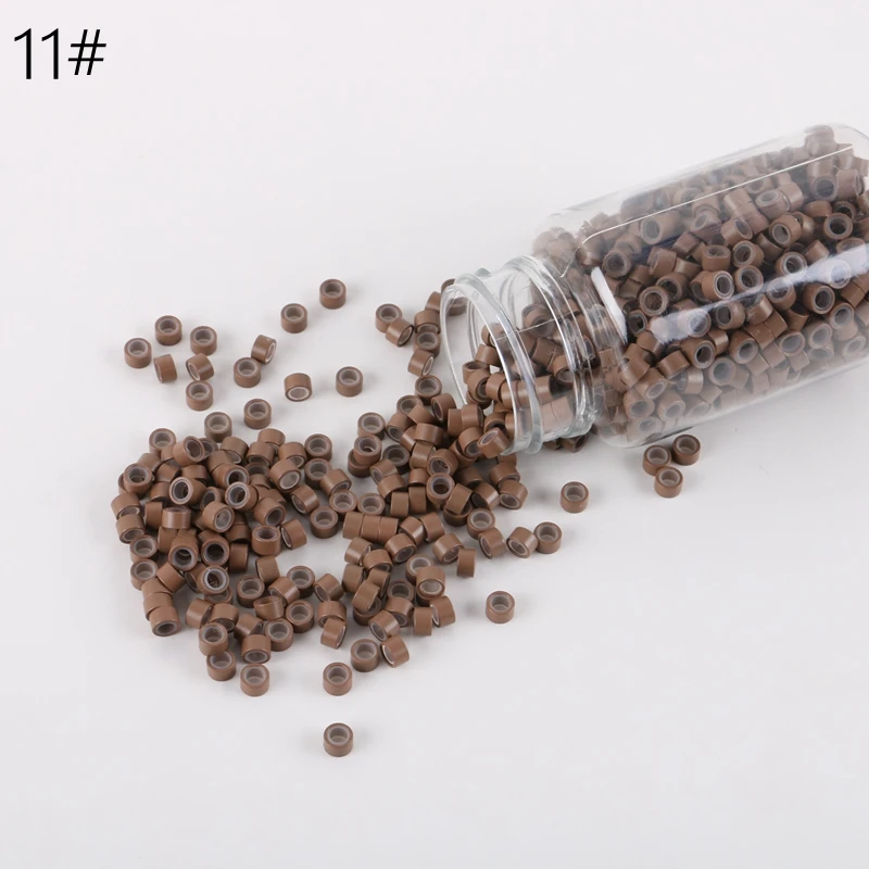 1000pcs 5.0mm Hair Extension Silicone Micro Rings Links Beads Loops Crimp Lot Bulk Hair Extensions Color Ring