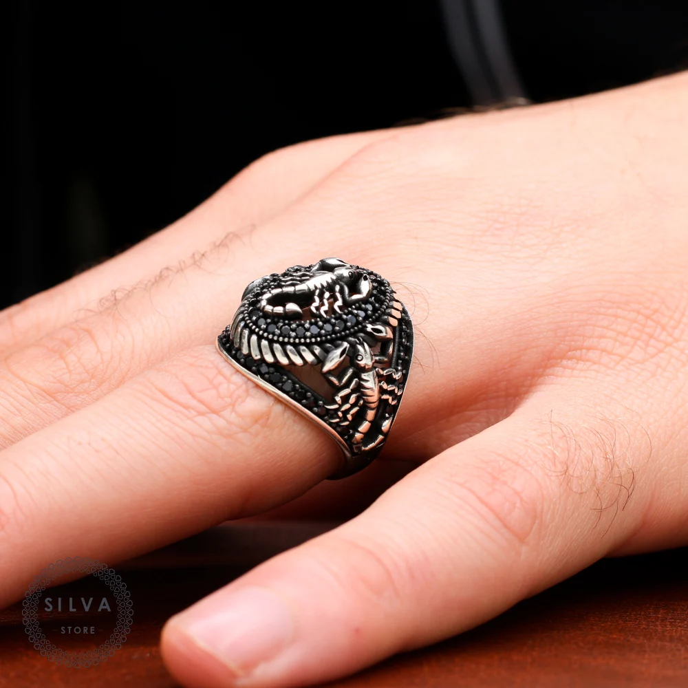 Scorpion Ring 925 Silver Men's. Men's Jewelry Stamped With Silver Stamp 925 All Sizes Are Available