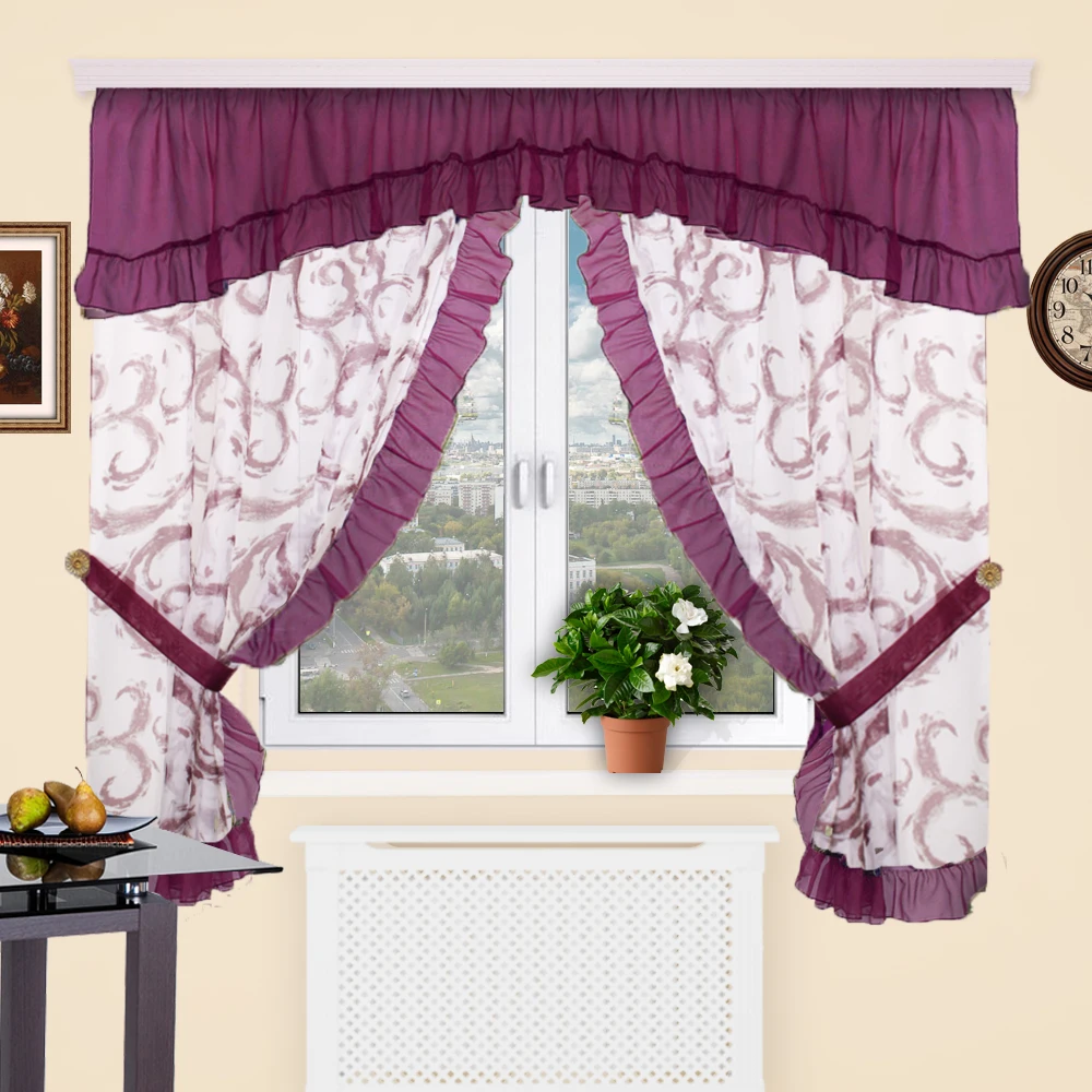 Шторы на кухню Забава комплект штор для кухни Вуаль арт. 002-369