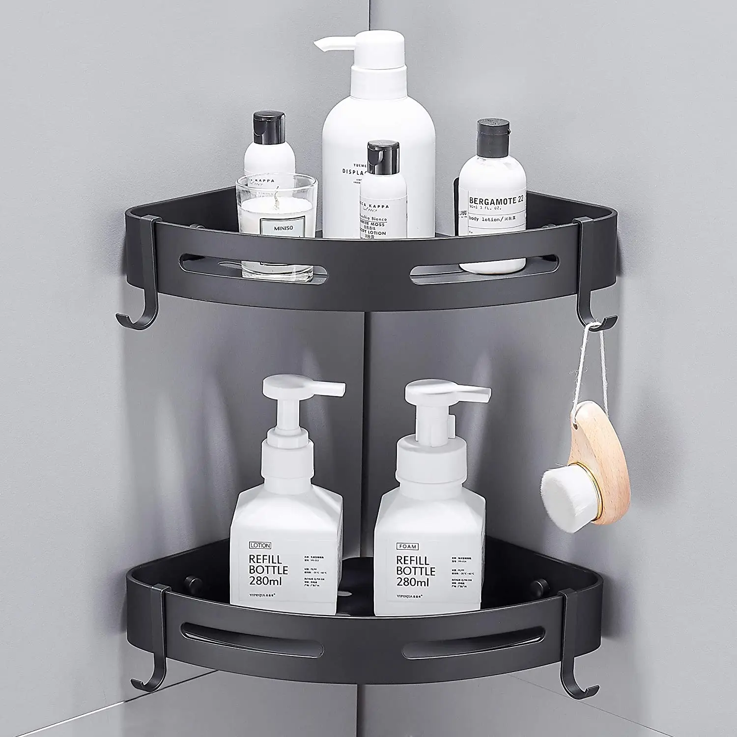 Угловые полки для ванной комнаты космическая алюминиевая веерообразная