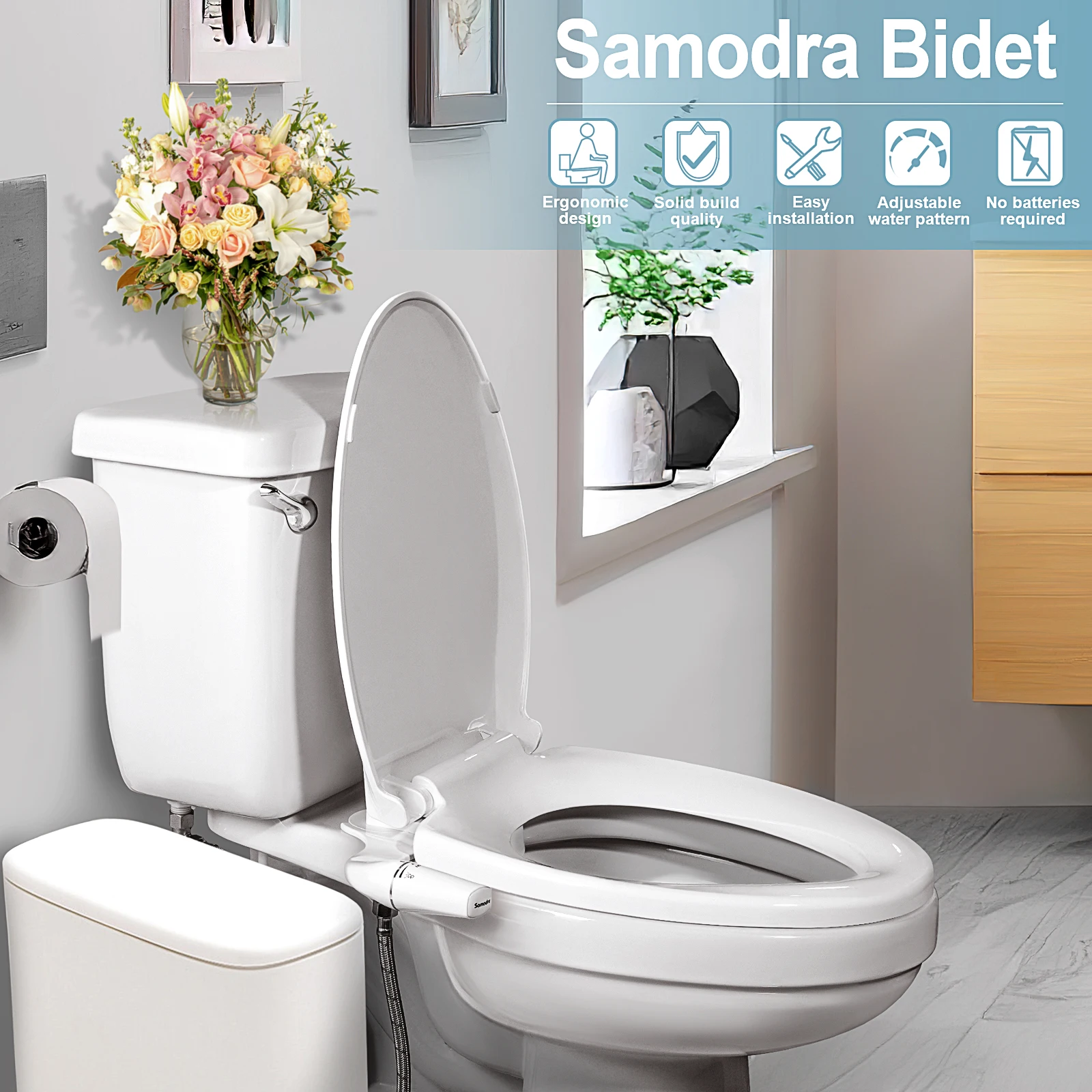 samodra toilet bidet sprayer ultra slim bidet toilet seat hygienic shower dual nozzle feminerear wash attachment for bathroom free global shipping