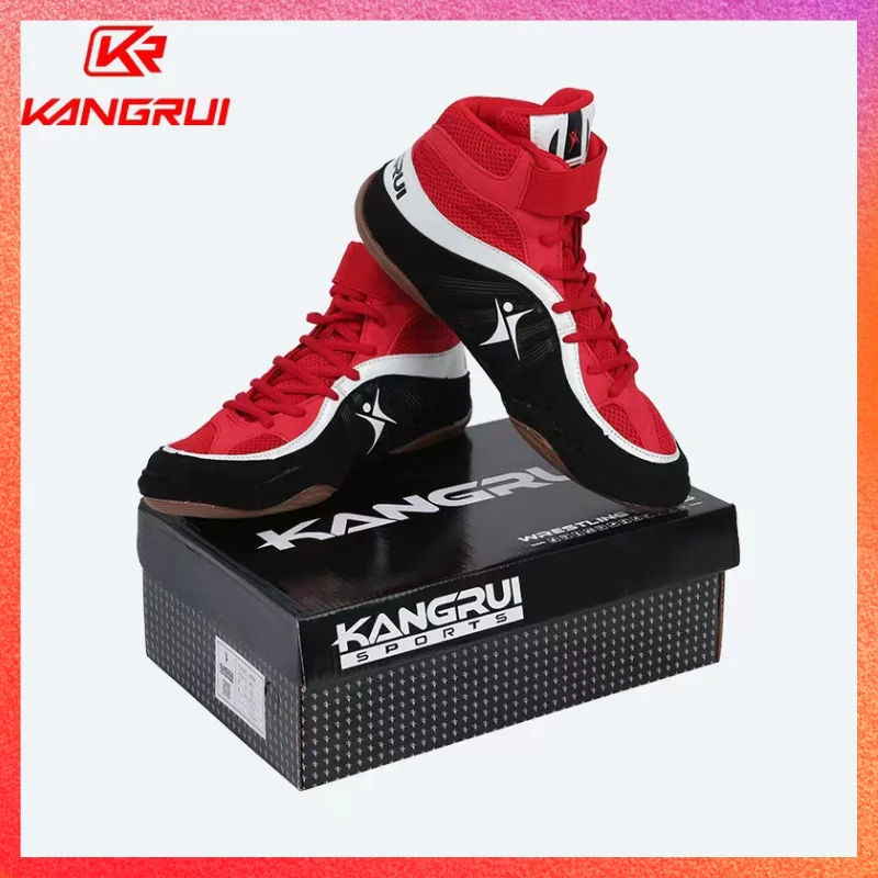 Brand KANGRUI High Top Wrestling Martial Arts Boxing Shoes Women Sports Sanda Wrestling Fighting Weightlifting Boxing Shoes